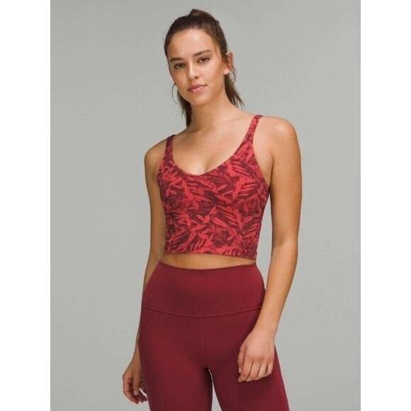 Tops - (B3)Lululemon Align Tank Cropped Top Sz 6 Built-in-Bra Spray Leaf Firrside Red